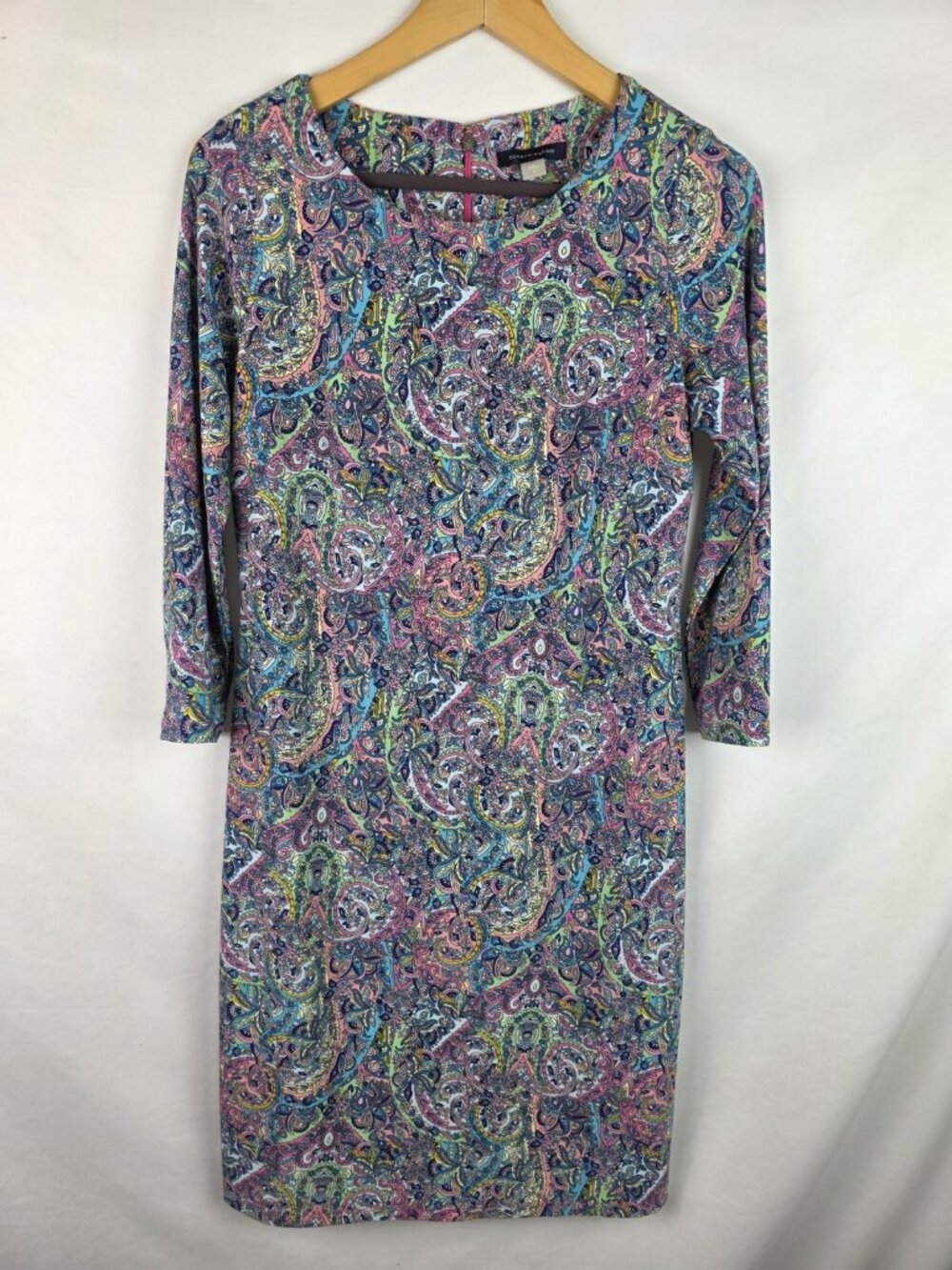 Tommy Hilfiger Dress Women's Size 6 Blue Paisley 3/4 Sleeve Sheath Dress